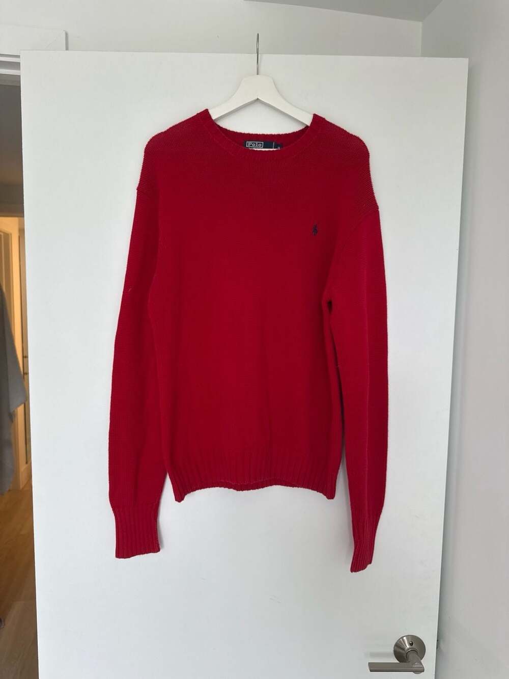 Polo by Ralph Lauren 90’s Men's Red Cotton Crewneck Sweater Size M